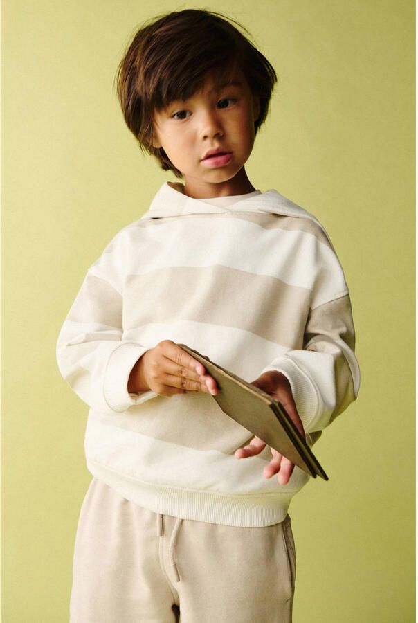 Mango Kids gestreepte hoodie ecru - Foto 2
