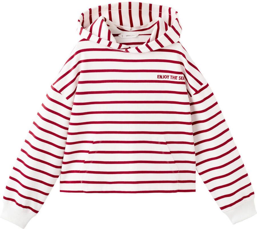 Mango Kids gestreepte hoodie rood