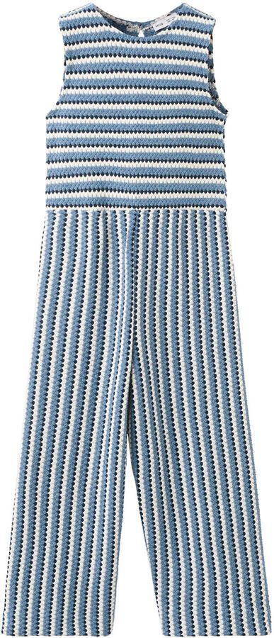 Mango Kids gestreepte jumpsuit blauw