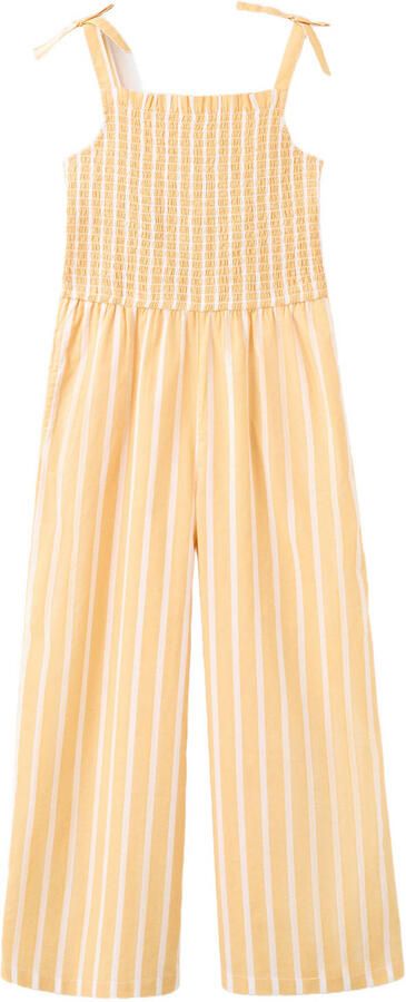 Mango Kids gestreepte jumpsuit oranje
