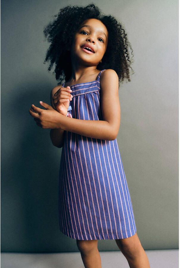 Mango Kids gestreepte korte zomerjurk blauw