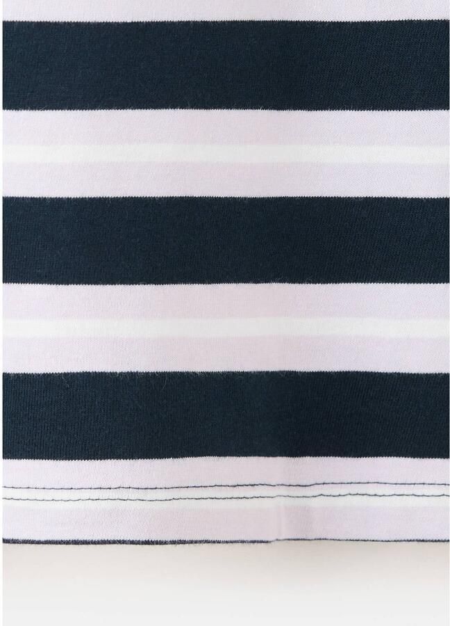 Mango Kids gestreepte longsleeve met open schouders en backprint marineblauw - Foto 2
