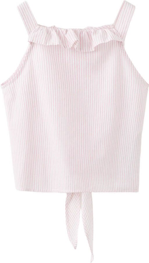 Mango Kids gestreepte mouwloze top lichtroze