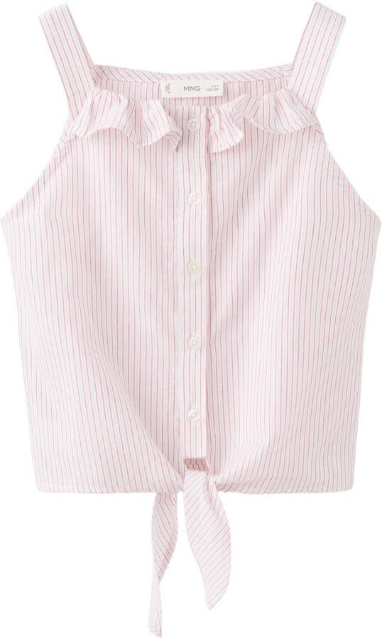 Mango Kids gestreepte mouwloze top lichtroze - Foto 3