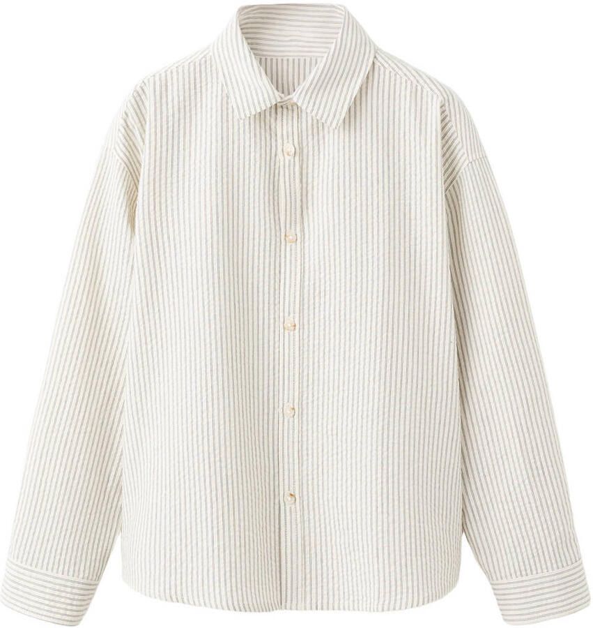 Mango Kids gestreepte overhemd beige