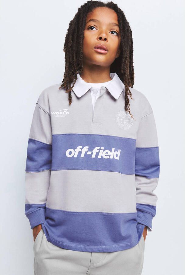 Mango Kids gestreepte polo blauw