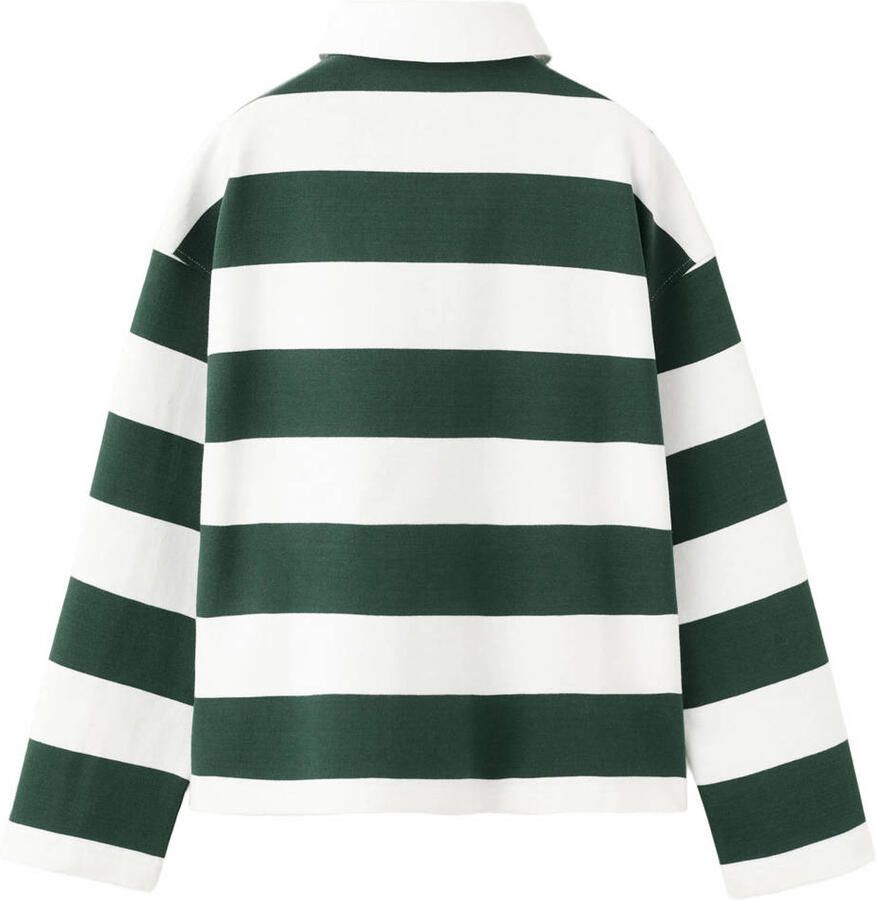 Mango Kids gestreepte polo donkergroen