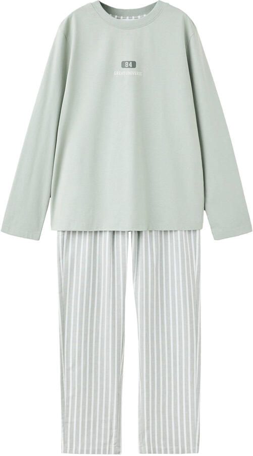 Mango Kids gestreepte pyjama groen