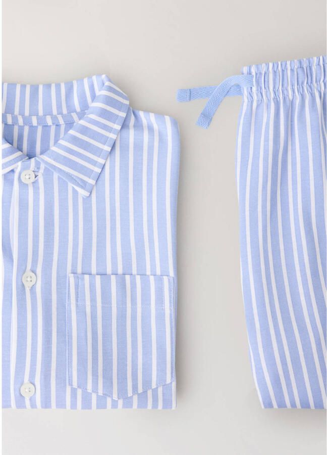 Mango Kids gestreepte pyjama lichtblauw wit - Foto 2