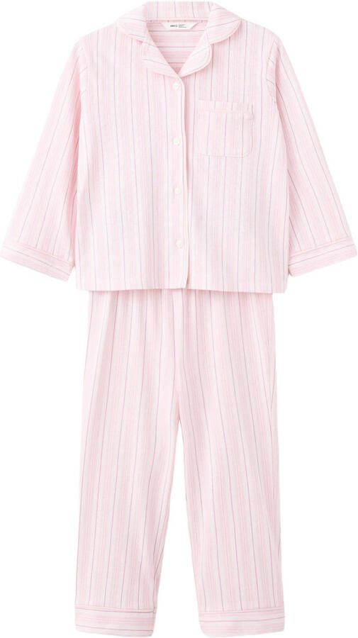 Mango Kids gestreepte pyjama lichtroze paars ecru