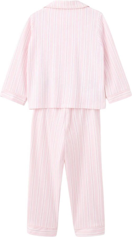 Mango Kids gestreepte pyjama lichtroze paars ecru - Foto 3