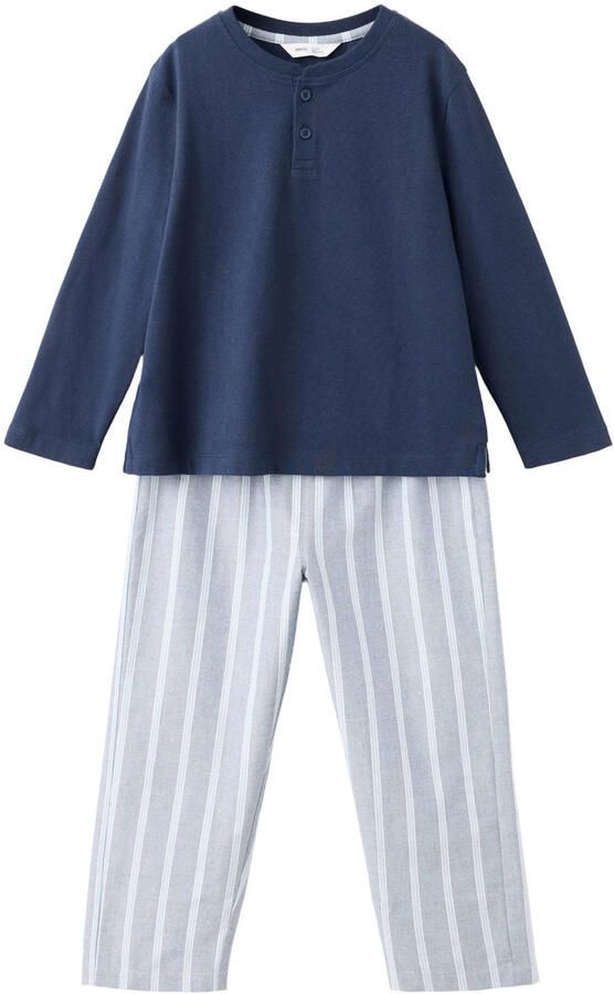 Mango Kids gestreepte pyjama marineblauw lichtblauw wit