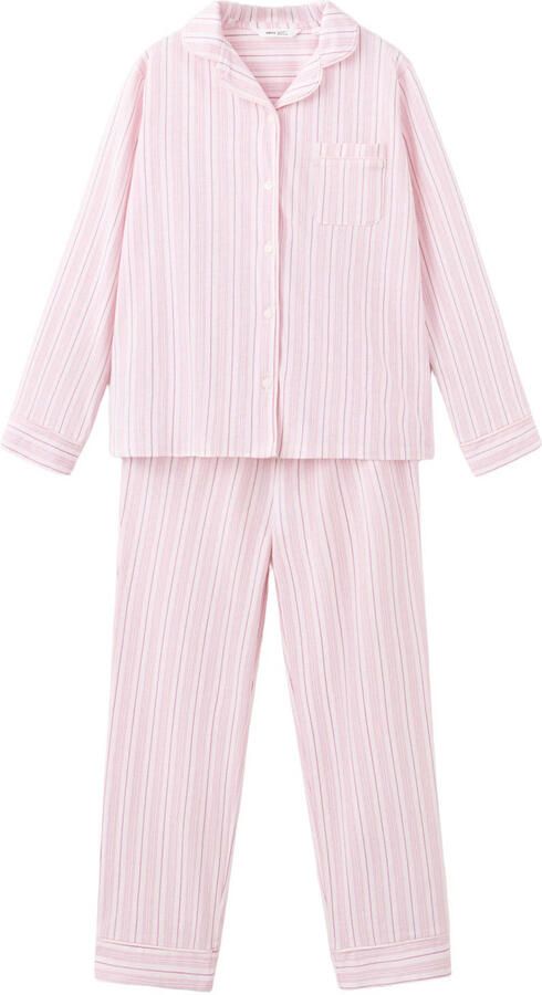 Mango Kids gestreepte pyjama roze wit