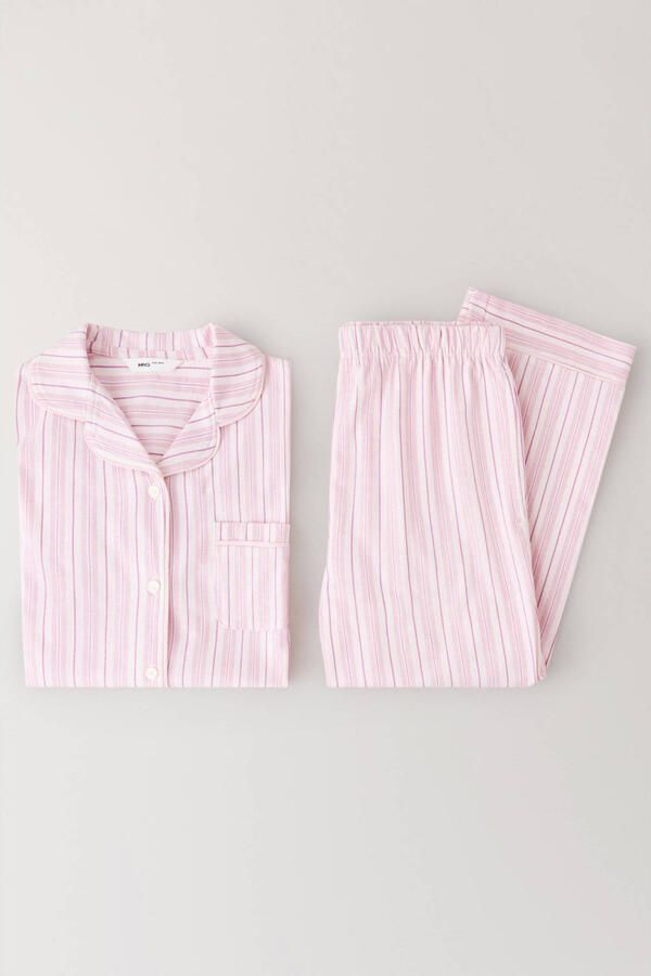 Mango Kids gestreepte pyjama roze wit - Foto 3