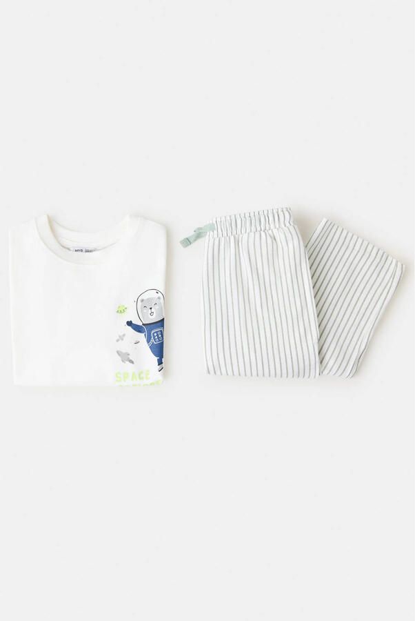Mango Kids gestreepte pyjama wit - Foto 2