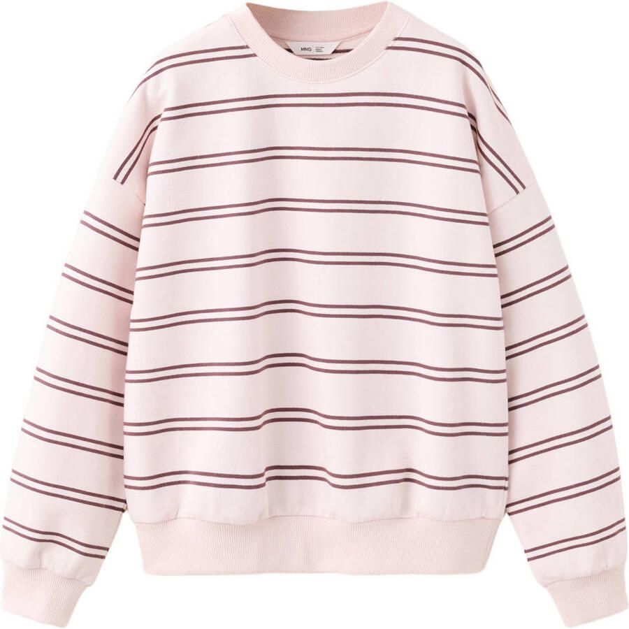 Mango Kids gestreepte sweater lichtroze