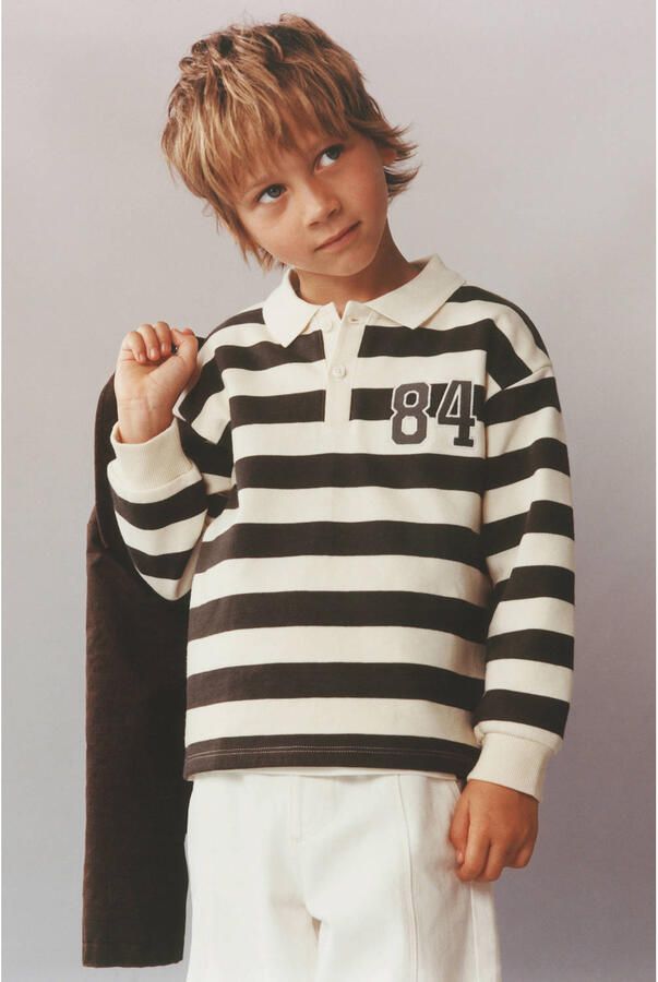 Mango Kids gestreepte sweater met backprint donkerbruin