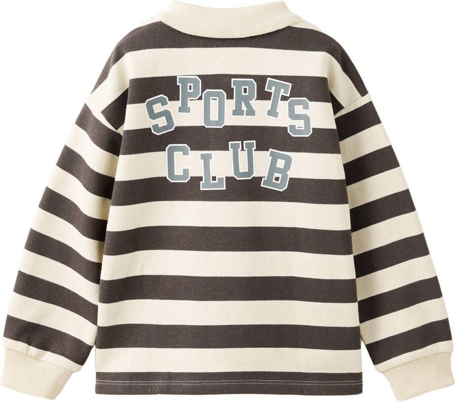 Mango Kids gestreepte sweater met backprint donkerbruin - Foto 2