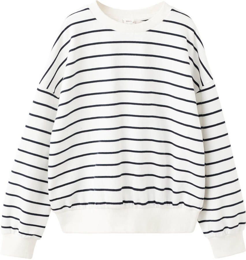Mango Kids gestreepte sweater met backprint wit