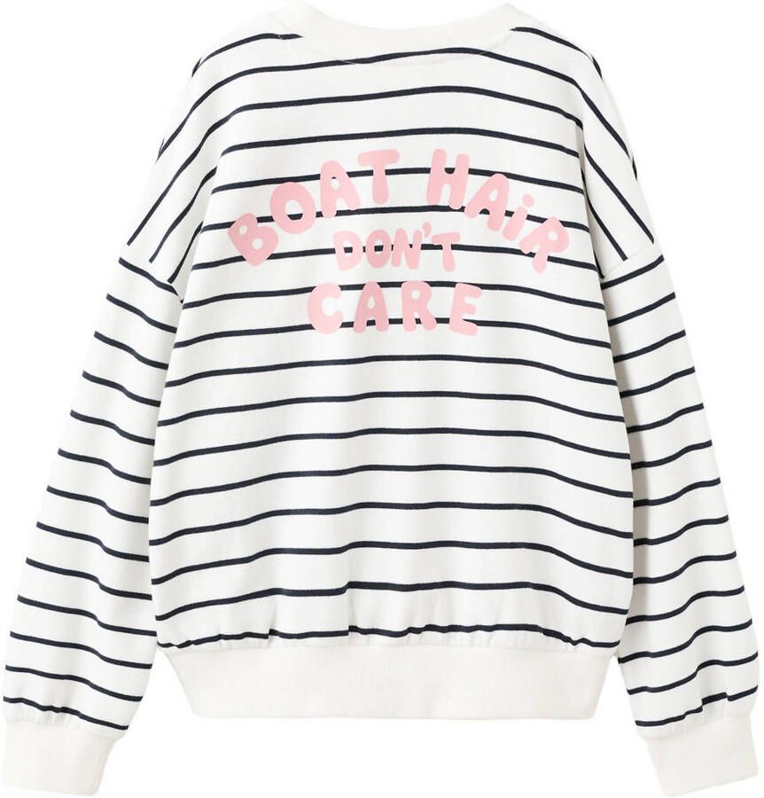 Mango Kids gestreepte sweater met backprint wit - Foto 2