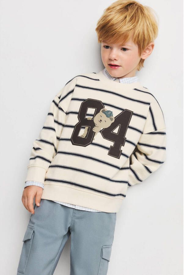 Mango Kids gestreepte sweater wit