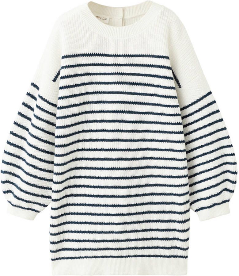 Mango Kids gestreepte sweatjurk gebreid ecru