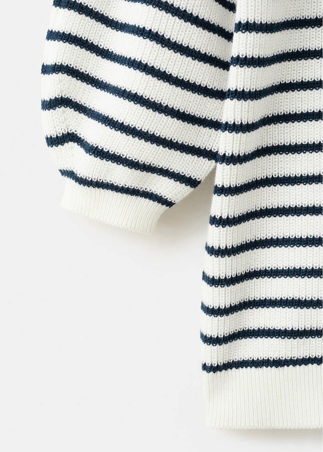 Mango Kids gestreepte sweatjurk gebreid ecru - Foto 3