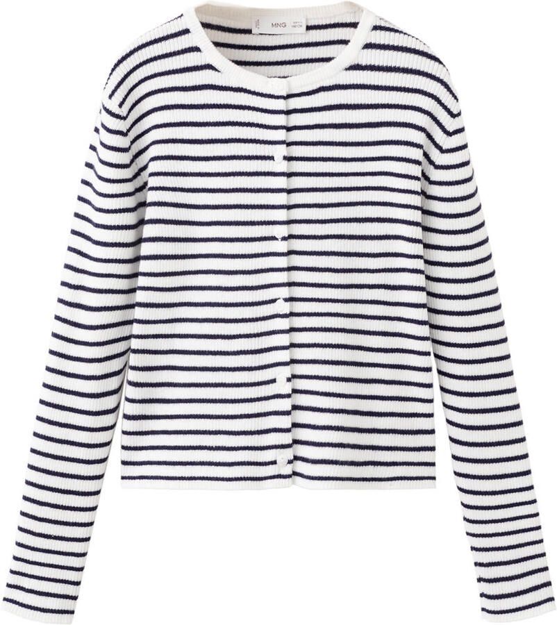 Mango Kids gestreepte vest wit fijn gebreid