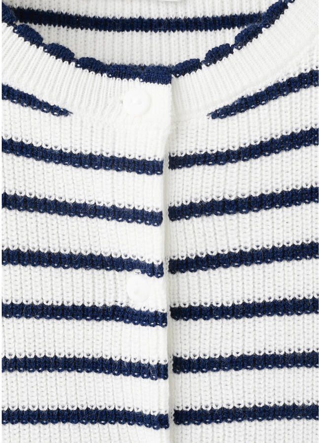Mango Kids gestreepte vest wit gebreid - Foto 3