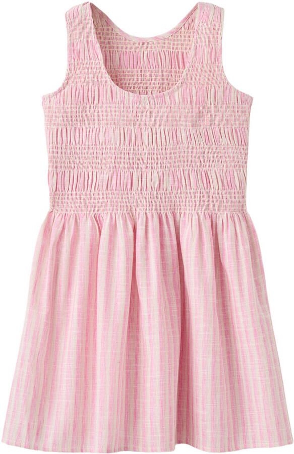Mango Kids gestreepte zomerjurk roze - Foto 3