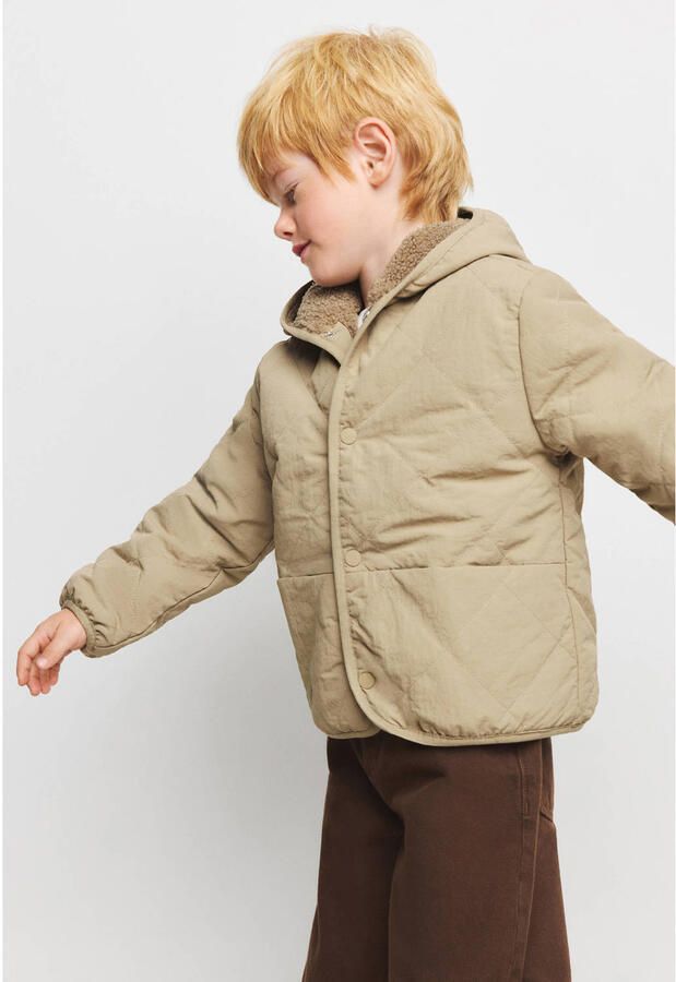 Mango Kids gewatteerde winterjas beige