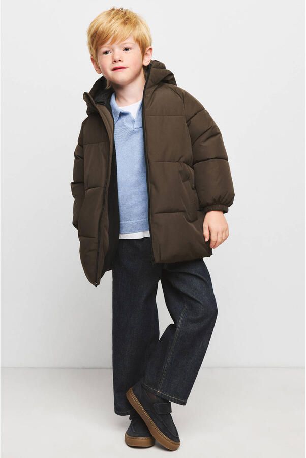 Mango Kids gewatteerde winterjas bruin