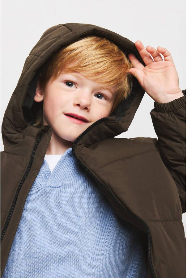 Mango Kids gewatteerde winterjas bruin - Foto 2