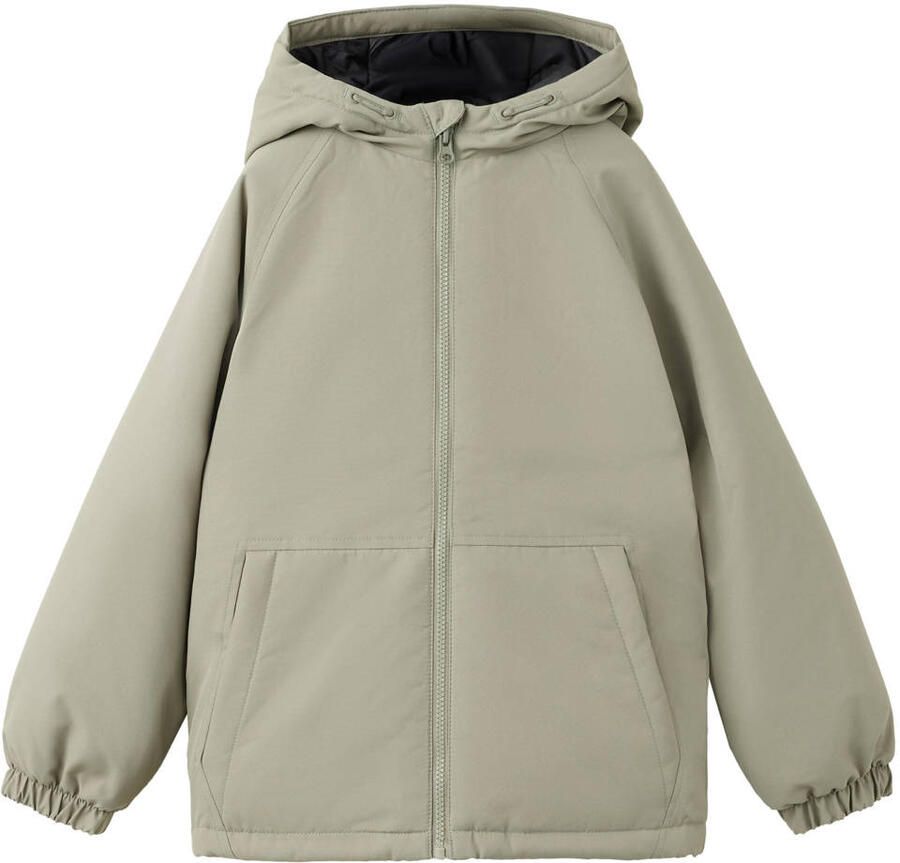 Mango Kids gewatteerde winterjas kaki