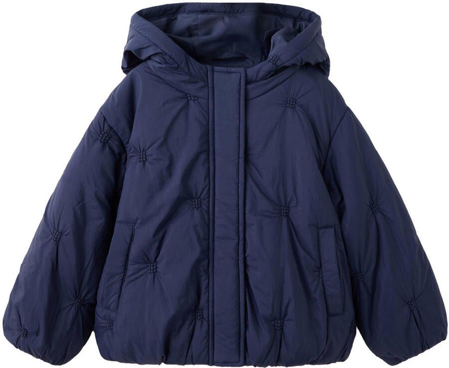 Mango Kids gewatteerde winterjas marineblauw