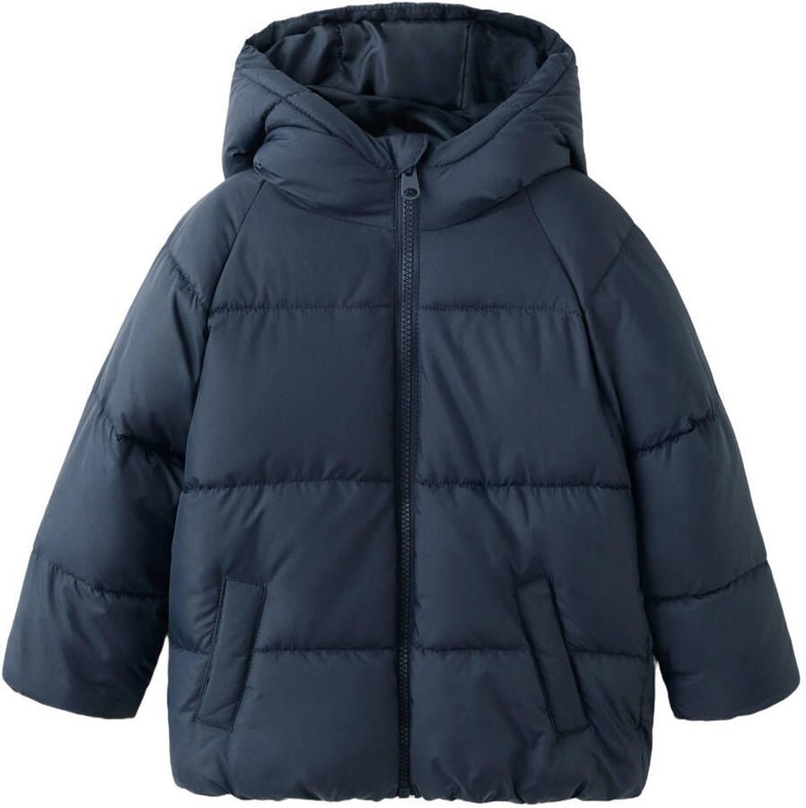 Mango Kids gewatteerde winterjas marineblauw