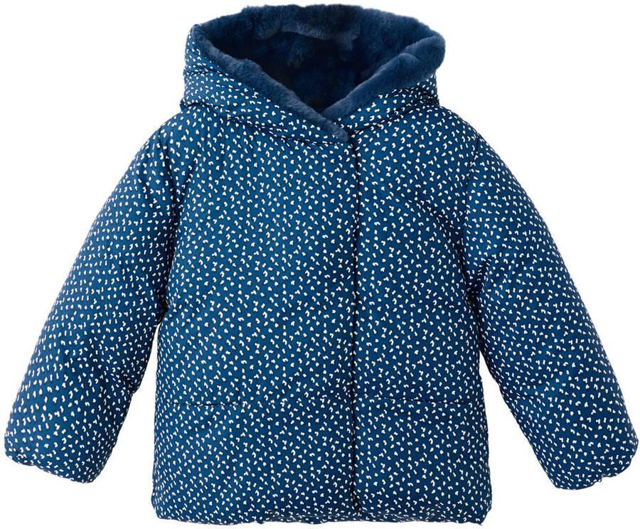 Mango Kids gewatteerde winterjas met panterprint blauw