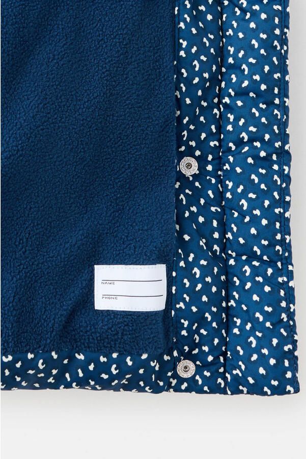 Mango Kids gewatteerde winterjas met panterprint blauw - Foto 3