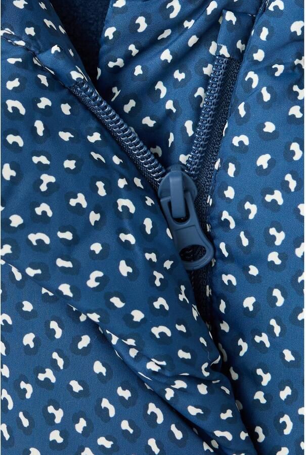 Mango Kids gewatteerde winterjas met panterprint blauw - Foto 2