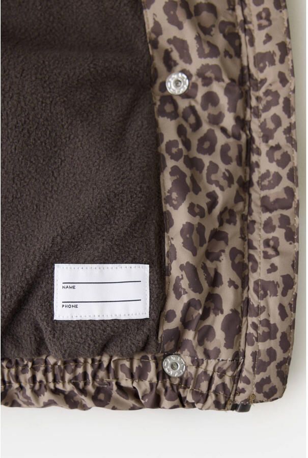 Mango Kids gewatteerde winterjas met panterprint bruin - Foto 2