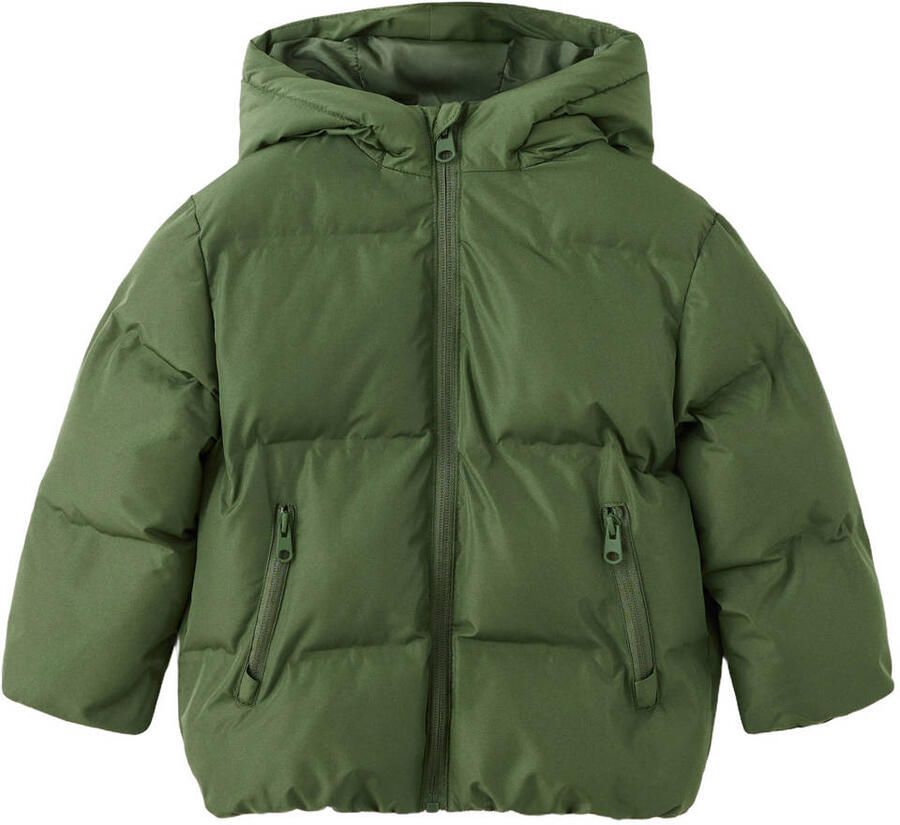 Mango Kids gewatteerde winterjas olijfgroen