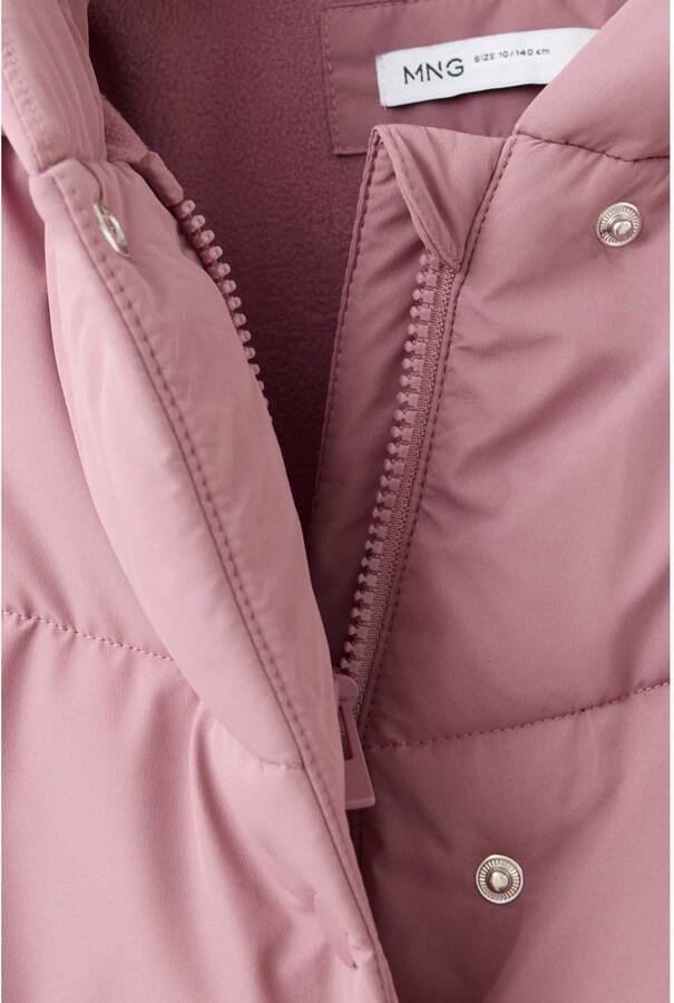 Mango Kids gewatteerde winterjas roze - Foto 2