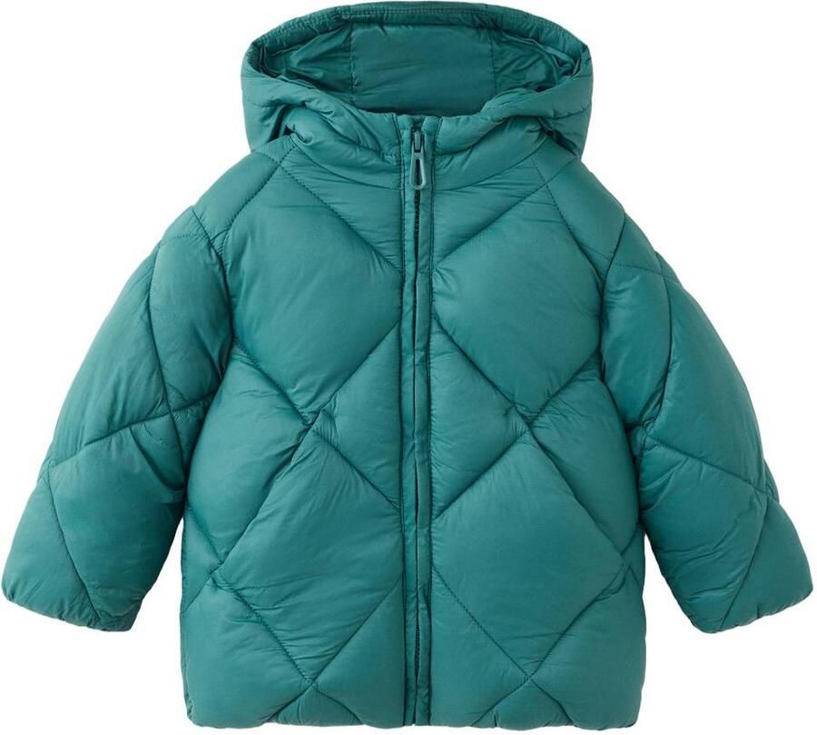 Mango Kids gewatteerde winterjas turquoise