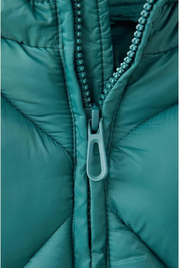 Mango Kids gewatteerde winterjas turquoise - Foto 2