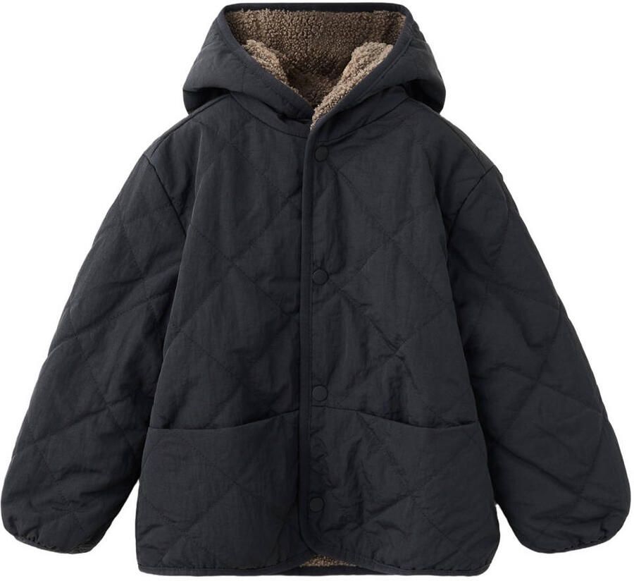 Mango Kids gewatteerde winterjas zwart