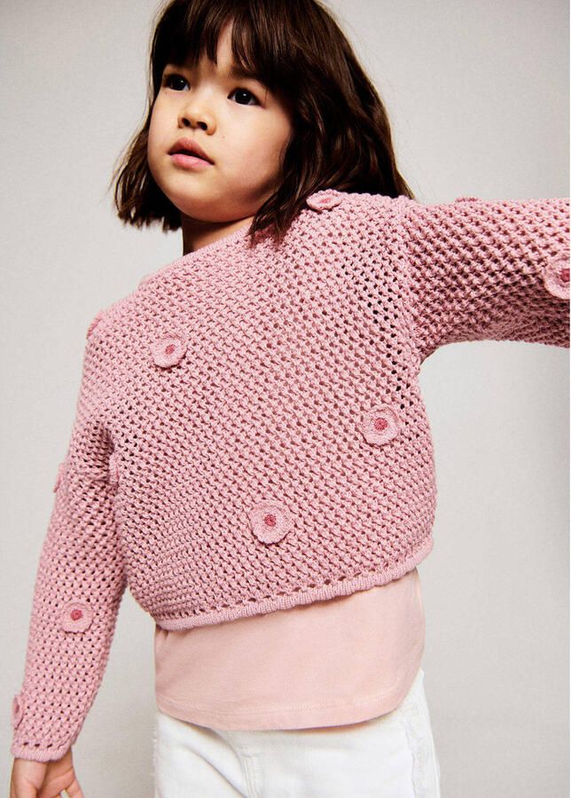 Mango Kids grof gebreide trui roze