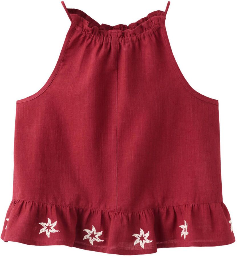 Mango Kids haltertop met sterren donkerrood - Foto 2