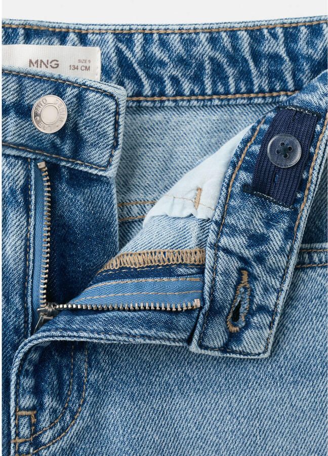 Mango Kids high waist gebloemde wide leg jeans medium blue denim - Foto 2