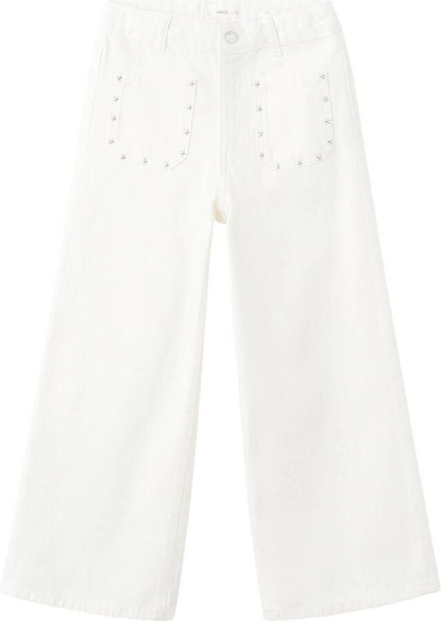 Mango Kids high waist wide leg jeans beige