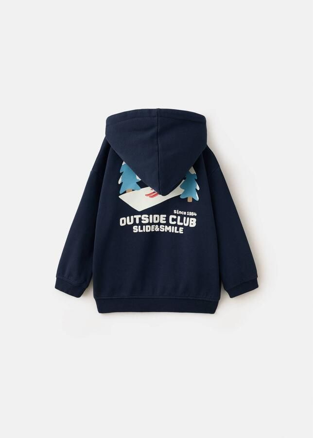 Mango Kids hoodie met backprint marine Sweater Blauw Backprint - Foto 3
